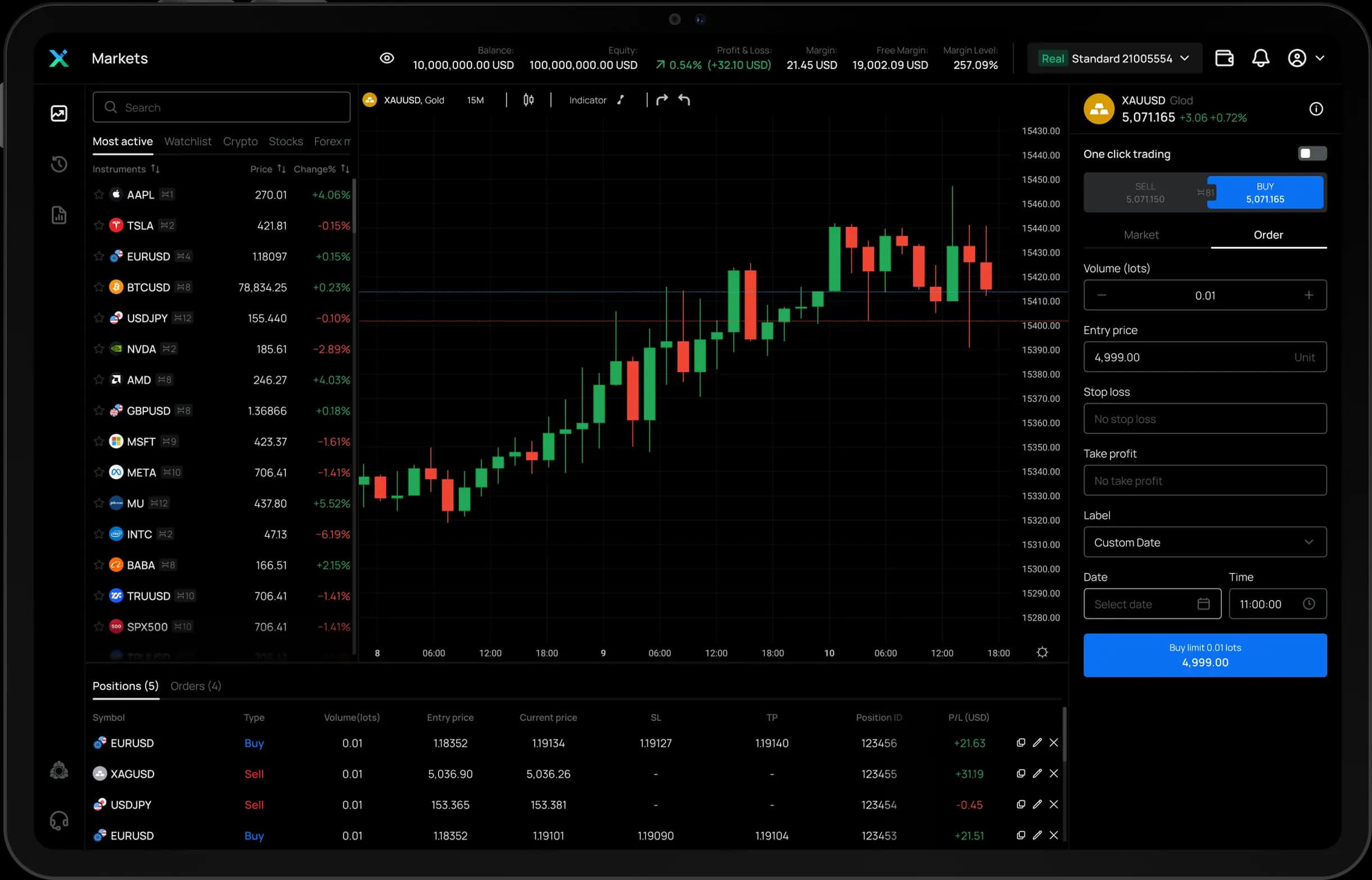 IUX WebTrade · Live workspace: See every market in one workspace