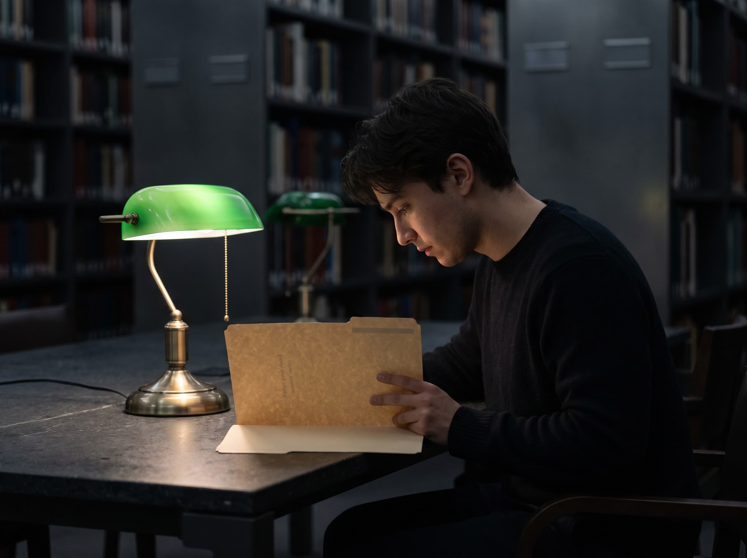 Researcher reviewing a report