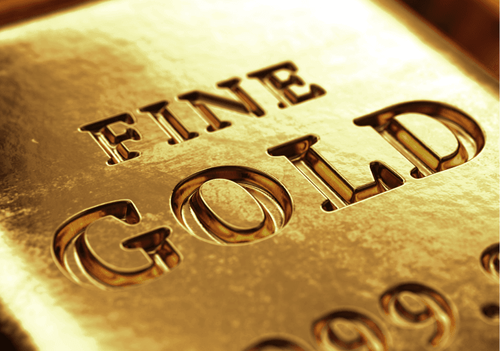 Close-up of a gold bullion bar